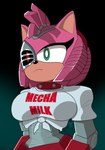 anthro bored breasts clothing cybernetic_limb cybernetics exposure_variation female machine shirt solo tied_shirt topwear atomictiki mega_milk netflix sega sonic_prime sonic_the_hedgehog_(series) rusty_rose cyborg eulipotyphlan hedgehog mammal half-length_portrait hi_res meme portrait