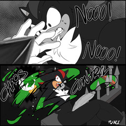 anthro big_penis bodily_fluids chaos_control chaos_emerald clenched_teeth constricted_pupils dialogue fangs fence gem genitals glans huge_penis humanoid_genitalia humanoid_penis male muscular muscular_male penis pupils small_pupils solo spikes sweat sweatdrop teeth text thick_thighs vein veiny_penis flamez everyone_get_in_the_car_we're_leaving_this_town_now jojo's_bizarre_adventure sega sonic_the_hedgehog_(series) stardust_crusaders shadow_the_hedgehog eulipotyphlan hedgehog mammal 1:1 absurd_res comic hi_res spot_color