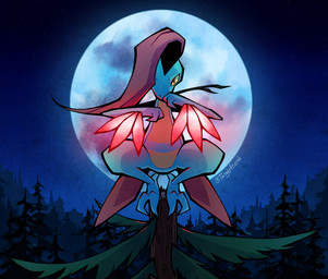 ambiguous_gender anthro full_moon leaf leaf_hair leaf_tail moon night plant plant_hair pseudo_hair semi-anthro solo tail tree tanglefriend nintendo pokemon generation_3_pokemon grovyle pokemon_(species) shiny_pokemon alternate_version_at_source hi_res male_(lore)