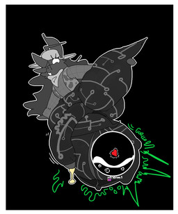 1_ear 1_eye antennae_(anatomy) anthro balls big_balls bodily_fluids border cock_vore cowboy cum cum_inside cybernetics digestion duo fur gameplay_mechanics genital_fluids genitals gui gurgle_(sound_effect) hair health_bar huge_balls leaking long_hair machine male motherboard multicolored_body onomatopoeia penile penis sheriff solo soul sound_effects text video_game_reference vore white_border hy_polaris deltarune disney friend_inside_me pixar toy_story undertale_(series) hy-3_(hy_polaris) sheriff_woody_pride robot soul_(undertale) hi_res meme