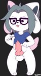 animal_genitalia animal_penis anthro balls canine_genitalia canine_penis genitals gynomorph hair intersex knot penis solo standing tongue tongue_out white_body dongitos undertale undertale_(series) temmie_(undertale) mammal tem hi_res