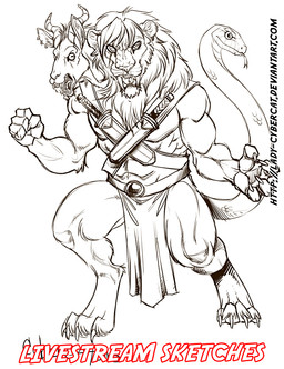 3_heads anthro bottomwear clothing dagger living_tail loincloth male melee_weapon multi_head muscular muscular_anthro muscular_male open_mouth snake_tail solo standing tail unusual_anatomy unusual_tail weapon cybercat european_mythology greek_mythology mythology bovid caprine chimera felid goat lion mammal mythological_chimera mythological_creature pantherine reptile scalie snake monochrome