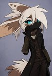 anthro blue_eyes brown_body brown_fur clothed clothing coat face_mask female fully_clothed fur looking_at_viewer solo topwear aseethe melody_(aseethe) canid canine fennec_fox fox mammal true_fox 2022 artist_name digital_media_(artwork) hi_res