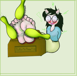 barefoot black_hair blush blushing_feet brush buckteeth comb_(brush) digit_ring eyewear feet female foot_fetish foot_focus glasses hair hairbrush humanoid_feet jewelry laugh motion_lines open_mouth open_smile plantigrade pointy_ears prick_ears restrained restrained_arms restrained_feet restraints ring shaking simple_background smile solo stocks teasing_feet teeth tickle_fetish tickle_torture tickling tickling_feet tickling_toes toe_ring toe_wiggle toes trembling trembling_for_pleasure wearing_glasses card123board homestuck ms_paint_adventures jade_harley animal_humanoid canid canid_humanoid canine canine_humanoid dog_humanoid humanoid mammal mammal_humanoid hi_res