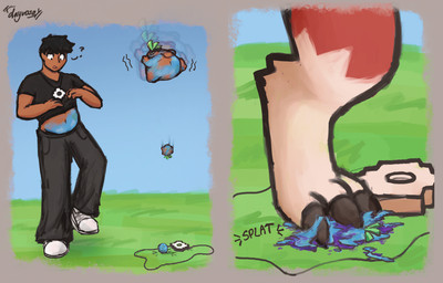 after_transformation ambiguous_gender berry berry_juice beverage blue_body claws clothed clothing clothing_lift crush digitigrade duo falling featureless_crotch feet feral food food_transformation foot_crush foot_focus fruit fur grass identity_death jewelry juice_(beverage) male navel necklace nude outside plant pokemon_berry red_body red_fur shirt shirt_lift shrinking size_difference size_transformation sound_effects splat topwear transformation white_body white_fur yache_berry dayvoso nintendo pokemon the_legend_of_zelda twilight_princess dayvoso_(character) canid canine generation_7_pokemon human lycanroc mammal midnight_lycanroc pokemon_(species)