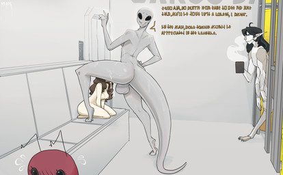 alien_genitalia ambiguous_gender asking_to_stop being_watched big_eyes big_penis breasts brown_hair casual_exposure casual_sex clothing coffee_mug confusion deep_throat dialogue duo embarrassed enjoying_view erection exhibitionism female female_penetrated genitals hair herm human_on_humanoid human_penetrated humanoid_penetrating humanoid_penetrating_female humanoid_penetrating_human intersex intersex/female interspecies language_barrier larger_intersex long_hair looking_at_another nude oral oral_penetration penetration penis public pulled_to_side sex size_difference slim space spacecraft spacesuit speech_bubble tall text tight_clothing tongue tongue_out vehicle watching_from_afar workplace workplace_sex devianthorde alien alien_humanoid arthropod human humanoid insect mammal absurd_res english_text hi_res translated