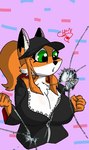 anthro big_breasts big_eyes breaking_glass breasts clothed clothing female glass hat headgear headwear solo tomboy zipper zipper_down foxchen fem_(foxchen) canid canine fox mammal digital_drawing_(artwork) digital_media_(artwork) monochrome sketch wallpaper