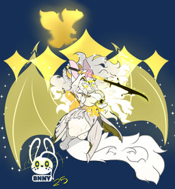 fangs fantasy hair horn ink magic melee_weapon sword tail teeth thick_thighs weapon white_body white_hair wings yellow_eyes succubusbnny mythology angel avian bird dragon hybrid kan'vi mammal mythological_creature mythological_scalie scalie absurd_res alpha_channel hi_res