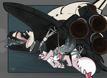 aircraft anal anal_penetration bdsm blush bodily_fluids bondage bound duo erection genital_fluids genitals looking_back looking_pleasured machine male male/male male_penetrated male_penetrating male_penetrating_male not_furry penetration penile penile_penetration penis precum restraints sex simple_background size_difference space_shuttle spacecraft tail tongue tongue_out vehicle benji_(artist) buran_shuttle dire_aircraft dire_machine dire_vehicle living_aircraft living_machine living_vehicle unknown_species hi_res