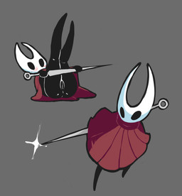 2_horns anthro black_body black_eyes black_skin blush butt cloak clothing empty_eyes featureless_feet feet female genitals horn hornet's_needle legs_up lying melee_weapon mitten_hands mouthless nail_(weapon) on_back simple_background solo standing vulva weapon notepaddy hollow_knight_(franchise) team_cherry hornet_(hollow_knight) arthropod insect 2019 absurd_res digital_media_(artwork) hi_res source_request