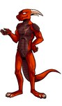 animal_genitalia anthro balls claws genitals hand_on_hip horn male pawpads red_body scar sheath simple_background solo tail white_background effarreturns european_mythology mythology xaldin dragon mythological_creature mythological_scalie scalie western_dragon absurd_res hi_res