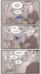 2016 anthro blueberry_(fruit) cane canid canine clothing comic disney duo elevator fan_character female food fox fruit hi_res july_hopps_(mistermead) lagomorph leporid male mammal nick_wilde plant rabbit red_fox rockbottomfeeder simple_background speech_bubble suit text true_fox zootopia