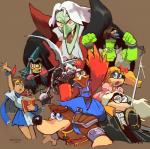 anthro clothed clothing cosplay female group magic_user male melee_weapon weapon witch dreaminerryday banjo-kazooie castlevania konami rareware banjo_(banjo-kazooie) bottles_(banjo-kazooie) gruntilda_winkybunion humba_wumba kazooie klungo mumbo_jumbo_(banjo-kazooie) simon_belmont tooty avian bear bird breegull human humanoid mammal 2019 hi_res