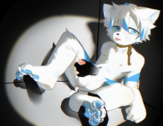 anthro blue_body blue_fur blue_pawpads bodily_fluids corner cum cum_from_ass cum_in_ass cum_inside cum_on_face cum_on_feet dark_room death dim_lighting disembodied_hand disembodied_penis duo erection eyebrows feet foot_fetish foot_grab foot_play footjob forced fur genital_fluids genitals gore handjob holding_penis leaning_on_wall male male/male navel nipples pawpads penile penis rope rope_around_neck sex spotlight tongue tongue_out wall_(structure) white_body white_eyebrows white_fur young golden_fried_chicken_legs digital_media_(artwork)