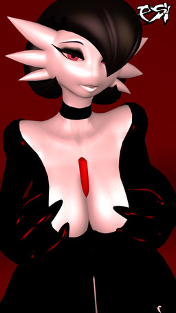 alternative_fashion bedroom_eyes big_breasts black_choker black_clothing black_dress black_jewelry black_latex black_necklace breasts choker cleavage clothed clothed_female clothed_humanoid clothing dress female goth jewelry latex latex_choker latex_clothing latex_dress looking_at_viewer narrowed_eyes necklace red_eyes seductive solo white_body psikokinetic warfaremachine_(modeler) nintendo pokemon asura_(psikokinetic) gardevoir generation_3_pokemon humanoid pokemon_(species) 2024 3d_(artwork) 4k 9:16 absurd_res digital_media_(artwork) hi_res source_filmmaker_(artwork)