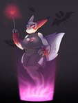 anthro big_breasts breasts claws cleavage cleavage_cutout clothed clothing cutout dress female fur legwear solo tail thigh_highs wand white_body white_fur grafayay nintendo pokemon generation_1_pokemon generation_3_pokemon pokemon_(species) zangoose zubat 3:4 hi_res