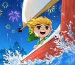 blonde_hair boat building clothing fireworks hair hat headgear headwear humanoid_pointy_ears light_body light_skin male night not_furry open_mouth open_smile pointy_ears smile solo vehicle water watercraft jasqreate nintendo the_legend_of_zelda wind_waker toon_link elf humanoid hylian