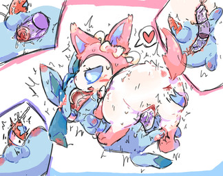 anal anal_fluids anal_orgasm anal_penetration animal_genitalia animal_penis anus blue_body blue_eyes blush blush_lines bodily_fluids both_sexes_in_same_situation butt cum cum_while_penetrated dildo dildo_in_ass dildo_insertion dominant dominant_female double_dildo dripping duo ear_blush ejaculation faceless_character faceless_male female feral genital_fluids genitals hands-free heart_symbol male male/female male_penetrated motion_lines object_in_ass open_mouth orgasm padpawds penetration penis pink_body pink_paws sex sex_toy sex_toy_in_ass sex_toy_insertion sharing_dildo sharing_sex_toy speech_bubble spread_butt spread_legs spreading sweat vaginal vaginal_penetration x-ray_view young young_female young_male young_penetrated craoluck nintendo pokemon canid eeveelution generation_4_pokemon generation_6_pokemon glaceon mammal pokemon_(species) sylveon hi_res