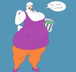 anthro belly big_breasts big_butt blue_eyes breasts butt chubby_cheeks clothing dress eyeshadow feathers female footwear fun_paste huge_breasts huge_butt huge_thighs makeup orange_legs overweight overweight_female pink_eyeshadow purple_clothing purple_dress purple_footwear purple_shoes shoes small_head solo thick_thighs white_body white_feathers skeletaleagle16 disney daisy_duck anatid anseriform avian bird duck hi_res