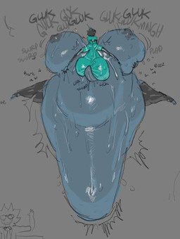 andromorph balls big_balls big_breasts blue_body bodily_fluids breasts clothing cum cum_inflation cum_inside duo female genital_fluids genitals grey_background grey_nipples hand_on_own_breast huge_balls huge_breasts hyper hyper_balls hyper_breasts hyper_genitalia inflation intersex legwear male male/female nipples penetration penile penile_penetration simple_background sweat thigh_highs evilpenislair goo_creature humanoid