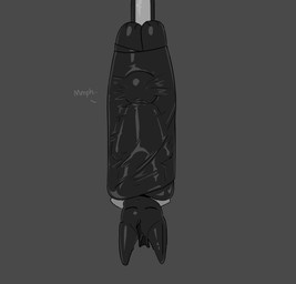 anthro biped black_body black_fur black_latex dominant dominant_anthro dominant_male duo eyes_closed fur grey_background latex latex_body male membrane_(anatomy) membranous_wings simple_background slim_anthro slim_male trap_(contrivance) wings karbine_e8 bat human mammal 2025 hi_res monochrome