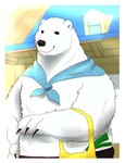 anthro biped black_nose fur kemono male outside paws solo white_body white_fur naku469m shirokuma_cafe shirokuma bear mammal polar_bear ursine 2021 hi_res