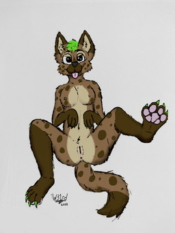 4_toes anthro anus blep breasts brown_body chibi claws feet female foot_focus genitals green_claws legs_up lying markings nipples on_back pawpads pink_pawpads playful presenting presenting_vulva solo spots spotted_body spread_legs spreading tail toes tongue tongue_out vulva x_anus w31rd vannie_(w31rd) mammal absurd_res hi_res