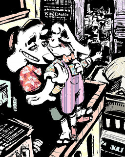 aloha_shirt anthro bottomwear bow_tie cheek_spots clothing duo ears_down eyes_closed flip_flops floppy_ears footwear fur half-closed_eyes hat headgear headwear male narrowed_eyes overalls pattern_clothing pattern_shirt pattern_topwear pivoted_ears sandals shirt shoes shorts smile socks topwear white_body white_fur rawdawgcomics bingus_(rawdawgcomics) stahli_(rawdawgcomics) bird_dog canid canine canis domestic_dog golden_retriever hunting_dog lagomorph leporid mammal rabbit retriever 4:5