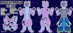 absurd_res anthro bleozone canid canine canis clothing domestic_dog english_text fishnet_clothing fishnet_topwear footwear glowstick green_clothing green_footwear green_shoes hi_res magnuliam male mammal moonpuppy rave_pants rockstarpup shoes solo text topwear