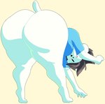 anthro big_butt black_hair breasts butt clothing female hair shirt solo thick_thighs topwear white_body vanillabeangoat undertale undertale_(series) temmie_(undertale) canid canine felid feline mammal tem hi_res