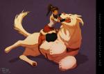 boots clothed clothing duo eyes_closed female feral footwear fur harness open_mouth riding saddle shoes side_view size_difference smile straddling darkkenjie avatar:_the_last_airbender nickelodeon the_legend_of_korra korra naga_(korra) human mammal polar_bear_dog