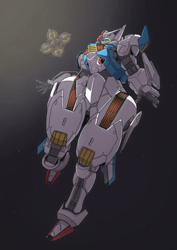 490 5_fingers air_vent blue_torso curvy_figure feet female fingers glowing glowing_eyes green_eyes machine mecha not_furry red_feet robotic_arms robotic_legs robotic_limbs solo space space_station spread_fingers star thick_thighs thrusters white_body wide_hips zero_gravity gundam mobile_suit_gundam mobile_suit_gundam_the_witch_from_mercury gundam_aerial mobile_suit robot hi_res