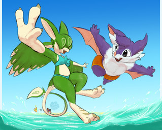 anthro clothing female flying group happy male sea slightly_chubby sport swimwear volleyball water wings logtut loggy_(logtut) lulua_(logtut) luv_(logtut) warvon avali bat canid canine equid equine horse leaf-nosed_bat mammal microbat vampire_bat yangochiropteran