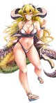 bikini blush bracelet breasts clothing female footwear gloves handwear horn jacket jewelry looking_at_viewer pose sandals shoes simple_background solo swimwear topwear two-piece_swimsuit white_background babala arknights hypergryph studio_montagne estelle_(arknights) animal_humanoid crocodilian crocodilian_humanoid humanoid reptile reptile_humanoid scalie scalie_humanoid hi_res pinup