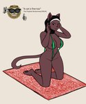 anthro areola big_breasts bikini biped black_outline breasts clothed clothing female fur headgear headwear hijab islamic kneeling looking_at_viewer navel nipples one-piece_swimsuit outline prayer_rug religion religious_clothing religious_headwear sacrilegious simple_background skimpy sling_bikini smile solo swimwear text thick_thighs two-piece_swimsuit callmewritefag inkbunny twitter background_character muhammad qatah_el-saghirah_(callmewritefag) animal_humanoid cat_humanoid domestic_cat felid felid_humanoid feline feline_humanoid felis humanoid mammal mammal_humanoid 2022 5:6 absurd_res colored colored_sketch digital_media_(artwork) english_text hi_res meme sketch