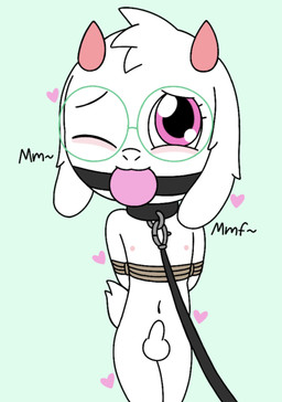 anthro ball_gag balls bdsm blush bondage bound collar femboy gag genitals leash male nude penis shota solo submissive submissive_male walking young young_anthro zxc14 deltarune undertale undertale_(series) ralsei bovid caprine darkner goat mammal hi_res