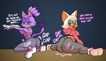 anthro ass_clapping big_butt bottomwear bra breasts butt clothing dialogue duo female footwear hoodie pants shoes side_boob sports_bra text tight_bottomwear tight_clothing topwear twerking underwear yoga_pants anonymous_artist sega sonic_the_hedgehog_(series) blaze_the_cat rouge_the_bat bat domestic_cat felid feline felis mammal 2025 english_text hi_res