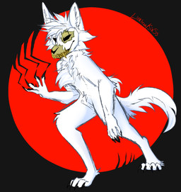 anthro bared_teeth bone clawing claws fluffy male skull teeth teeth_showing sixss mythology canid canine canis mammal mythological_canine mythological_creature skull_dog werecanid werecanine werecreature werewolf wolf absurd_res hi_res sketch