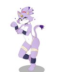 :< alternate_costume anthro barefoot bdsm bondage bound cat_tail clotches cosplay crossover_cosplay egyptian feet female fur furgonomics furry-specific_piercing heart_symbol hearts_around_body hearts_around_head paw_pose piercing pose purple_body purple_fur simple_background solo white_background laranxart animal_crossing nintendo sega sonic_the_hedgehog_(series) ankha_(animal_crossing) blaze_the_cat domestic_cat felid feline felis mammal absurd_res crossover hi_res