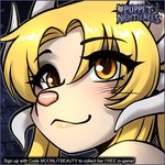 blonde_hair hair horn orange_eyes playable smile solo abluedeer amarissa_(abluedeer) herpestid mammal mephitid mongoose 1:1 low_res portrait