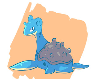 1_horn abstract_background ambiguous_gender blue_body blue_eyes blue_spots countershading flippers grey_shell horn long_neck looking_back markings mouth_closed multicolored_body multicolored_skin orange_background rear_view shell simple_background solo spots spotted_markings tail tan_body two_tone_body two_tone_skin white_background white_sclera momensarada nintendo pokemon generation_1_pokemon lapras pokemon_(species) 2022 absurd_res colored hi_res