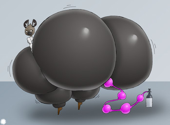air_inflation air_tank anthro bar_emanata big_butt bottomwear brown_body brown_fur bubble_butt butt butt_expansion clothing countershade_face countershading curvy_figure emanata expansion eyelashes fangs femboy footwear fur glistening glistening_butt half-closed_eyes hand_on_butt hand_on_own_butt hip_expansion hose hose_in_butt hose_inflation huge_butt huge_hips huge_thighs hyper hyper_butt hyper_hips hyper_inflation hyper_thighs inflation inner_ear_fluff logo male narrowed_eyes pants shirt shoes solo teeth text thick_thighs thigh_expansion topwear tuft wide_hips thatdawgmurray aggretsuko sanrio haida_(aggretsuko) hyena mammal 2026 aliasing artist_logo artist_name digital_media_(artwork) hi_res signature
