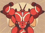 abs antennae_(anatomy) anthro biceps big_muscles flexing flexing_bicep flexing_both_biceps hyper male muscular muscular_anthro muscular_male muscular_thighs nipples pecs red_body red_skin solo wings kalt-jn biceptember nintendo pokemon arthropod buzzwole fly_(animal) generation_7_pokemon humanoid insect mosquito pokemon_(species) ultra_beast digital_media_(artwork) hi_res