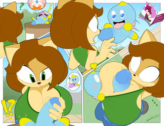 anthro areola big_breasts big_penis blush bodily_fluids breast_play breast_suck breasts brown_areola brown_hair cleavage clothed clothing drooling duo ellipsis erection exclamation_point female genital_fluids genitals green_eyes hair heart_eyes heart_symbol huge_breasts huge_penis hyper hyper_genitalia hyper_penis interrobang lying magazine male male/female nipples nude on_back open_mouth outercourse penile penis penis_grab pink_areola pink_nipples precum pupils question_mark saliva sex sleeping small_but_hung sound_effects sucking tan_body titfuck tongue tongue_out vowelless vowelless_sound_effect wet_dream zzz slickehedge sega sonic_the_hedgehog_(series) fan_character canid canine chao_(sonic) eulipotyphlan fox hedgehog mammal 2020 character_request digital_media_(artwork) hi_res