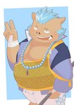 anthro belly brown_body brown_fur buddhist_priest_outfit clothing fur jewelry male monk necklace overweight overweight_male pecs robe solo staff tusks penguin0700 lifewonders tokyo_afterschool_summoners ganglie_(tas) mammal suid suina sus_(pig) wild_boar absurd_res hi_res