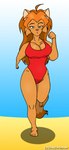 anthro breasts cleavage clothed clothing female one-piece_swimsuit solo swimwear chrisandcompany daryl_vecat domestic_cat felid feline felis mammal hi_res