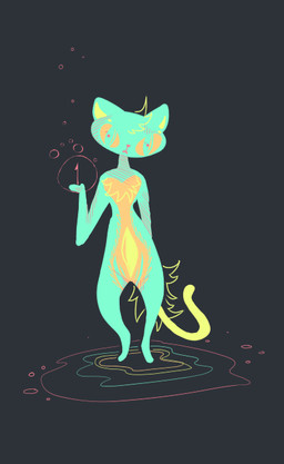 anthro female fur green_body green_fur grey_background orange_body orange_fur simple_background solo standing tail yellow_tail naircat domestic_cat felid feline felis mammal 2015 full-length_portrait portrait