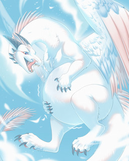 anthro anthro_pred belly big_belly blue_eyes chest_tuft claws day fangs feathered_wings feathers flying fur grey_claws hand_on_belly huge_belly looking_at_belly looking_at_own_belly male male_pred motion_lines open_mouth outside paws sky smile snout solo spikes spikes_(anatomy) tail teeth tongue tongue_out tuft vore white_body white_fur wings orca24a mythology dragon furred_dragon furred_scalie mythological_creature mythological_scalie scalie colored digital_drawing_(artwork) digital_media_(artwork) hi_res shaded