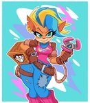 anthro belt bottomwear breasts clothing denim denim_bottomwear denim_clothing female huge_thighs jeans pants smile smirk solo thick_thighs wide_hips redblooper activision crash_bandicoot_(series) pirate_tawna hi_res