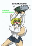 anthro big_breasts blush breasts chainsaw cleavage clothed clothing drunk female fluffy fluffy_tail power_tool small_waist solo substance_intoxication tail thick_thighs tools wide_hips pace-maker fan_character nana nana_antalk canid canine fox mammal hi_res